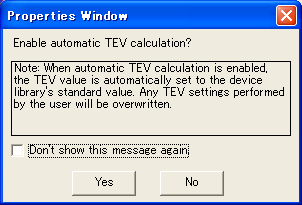 Automatic TEV Calculation Setting Dialog Box