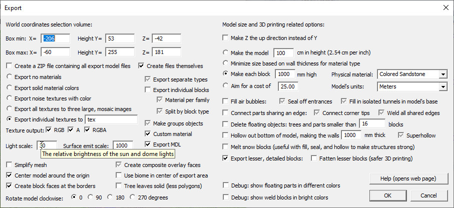 export dialog